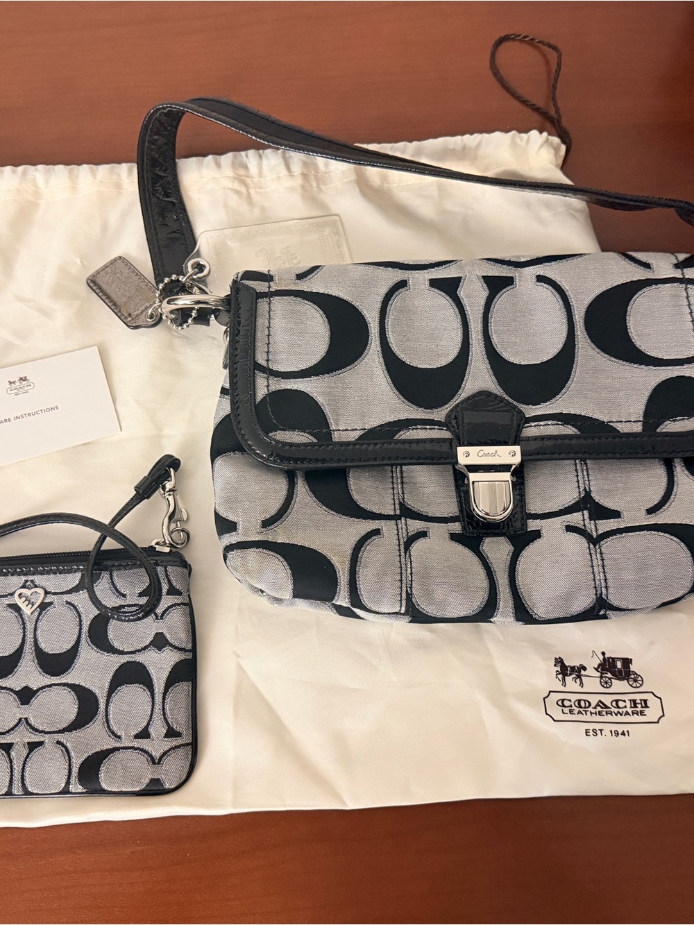 Vintage Coach Soho Optic Signature Bag & Wristlet Set